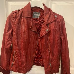 Red leather jacket